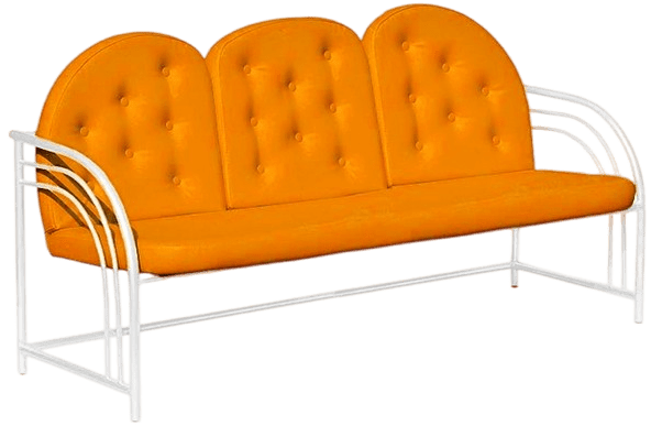 Купить диван для ожидания с пуговицами Д04, со спинкой, 3-х местный - цвет Dollaro Orange с доставкой по России